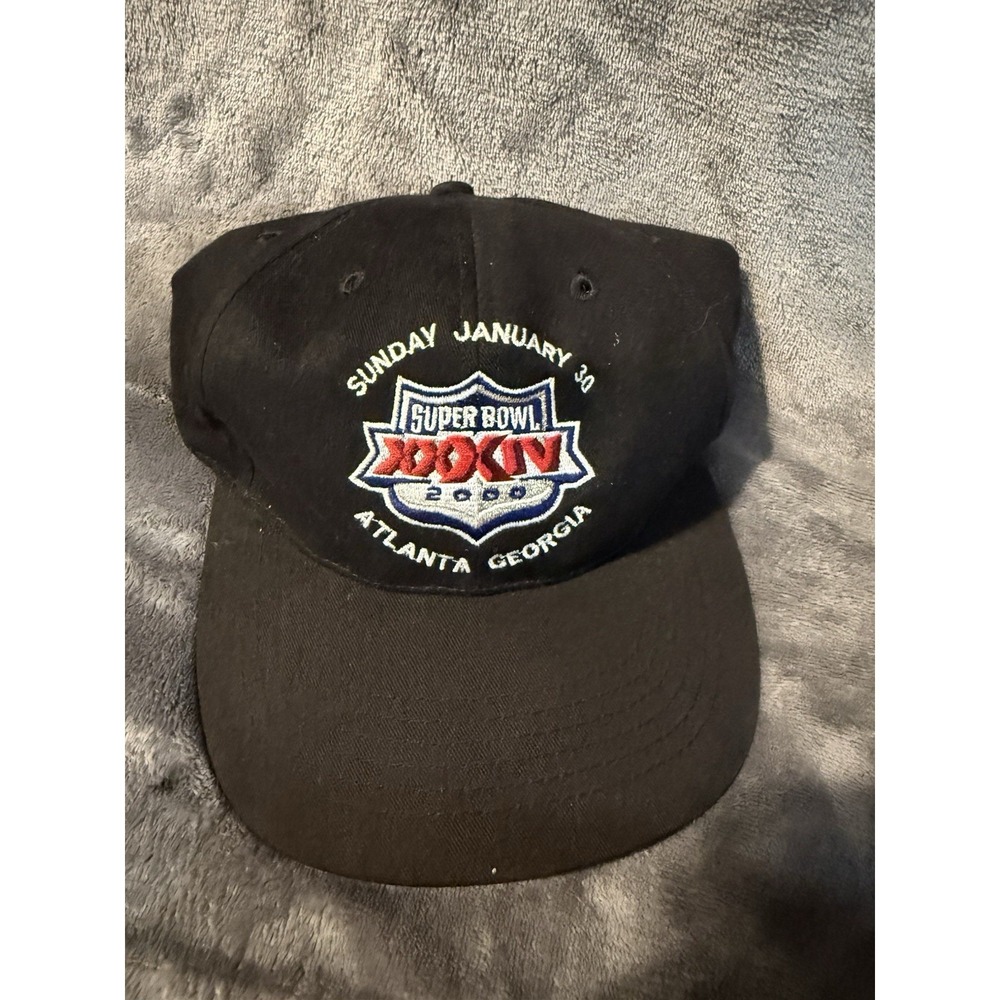 Vintage 2000 Super Bowl XXXIV Adjustable Snapback Hat Cap Black Atlanta Georgia